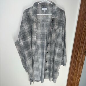 Gilli Gray Plaid Button Down Shacket Soft Cozy Oversized Medium